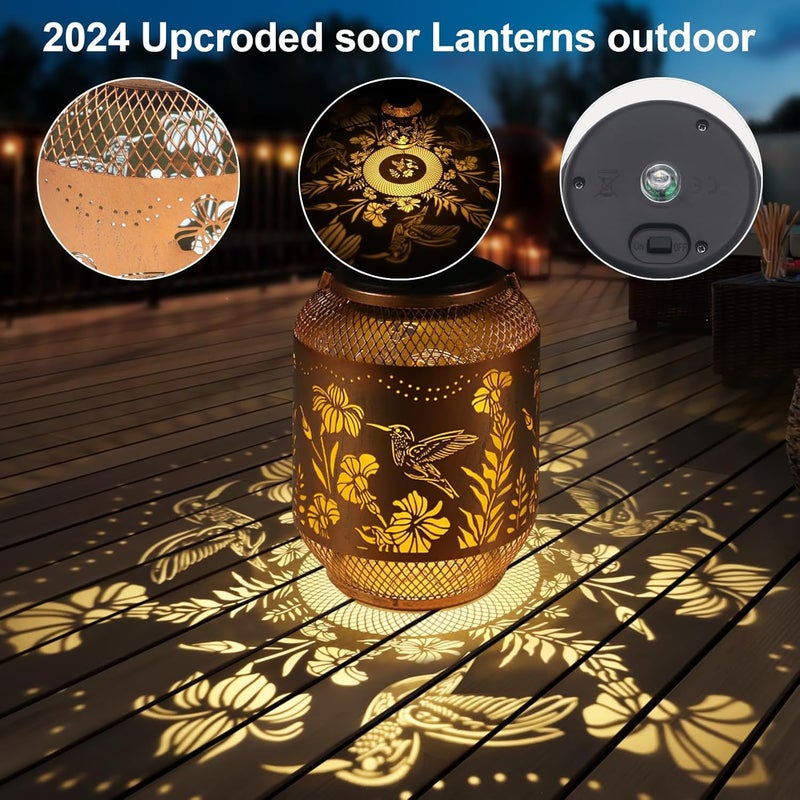 Doogarden Hummingbird Solar Lanterns Outdoor Waterproof, Birthdays Gifts for Women Mom and Grandma, Metal Hanging Lanterns Decor Garden Decorative Solar LED Light for Yard, Patio, Lawn, Porch, Backyard - Image 5